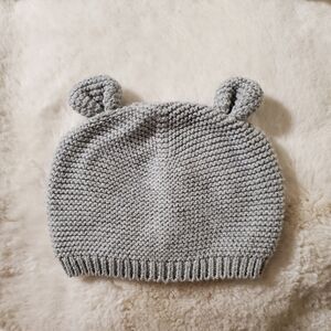 Baby Gap 100% Cotton Bear Hat Beanie, Gray, Size 3-6 Month